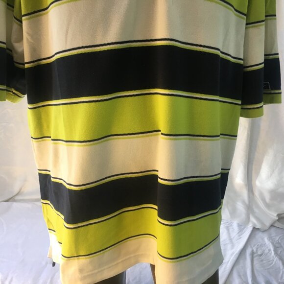 Nike Polo Shirt Men Sz L Short Sleeve Multicolor Striped 100% Cotton Blue Green - Picture 7 of 13